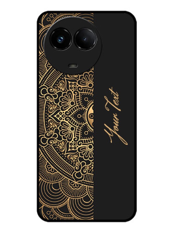 Custom Realme C67 5G Custom Glass Phone Case - Mandala Art With Custom Text Design