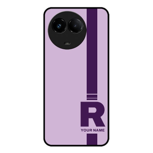 Realme C67 5G Custom Glass Phone Case - Simple Dual Tone Stripe With Name Design Realme C67 5G Custom Glass Phone Case - Simple Dual Tone Stripe With Name Design