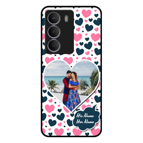 Realme C71 5G Custom Glass Phone Case - Pink & Blue Heart Design Realme C71 5G Custom Glass Phone Case - Pink & Blue Heart Design