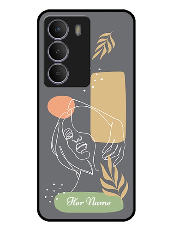 Custom Realme C71 5G Custom Glass Phone Case - Gazing Woman Line Art Design