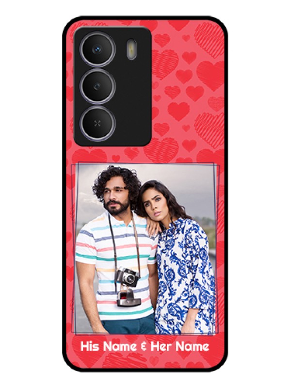 Custom Realme C73 5G Custom Glass Phone Case - With Red Heart Symbols Design