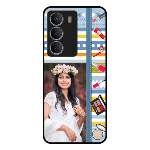 Realme C73 5G Custom Glass Phone Case - Makeup Icons Design