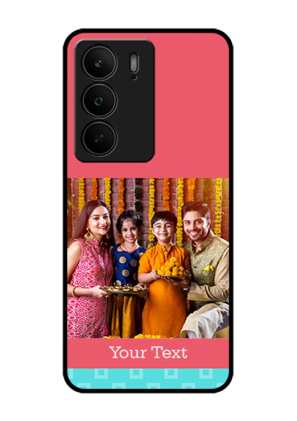 Realme C75 5G Custom Glass Phone Case - Peach & Blue Color Design
