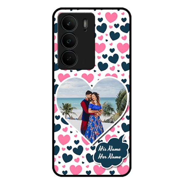 Realme C75 5G Custom Glass Phone Case - Pink & Blue Heart Design Realme C75 5G Custom Glass Phone Case - Pink & Blue Heart Design