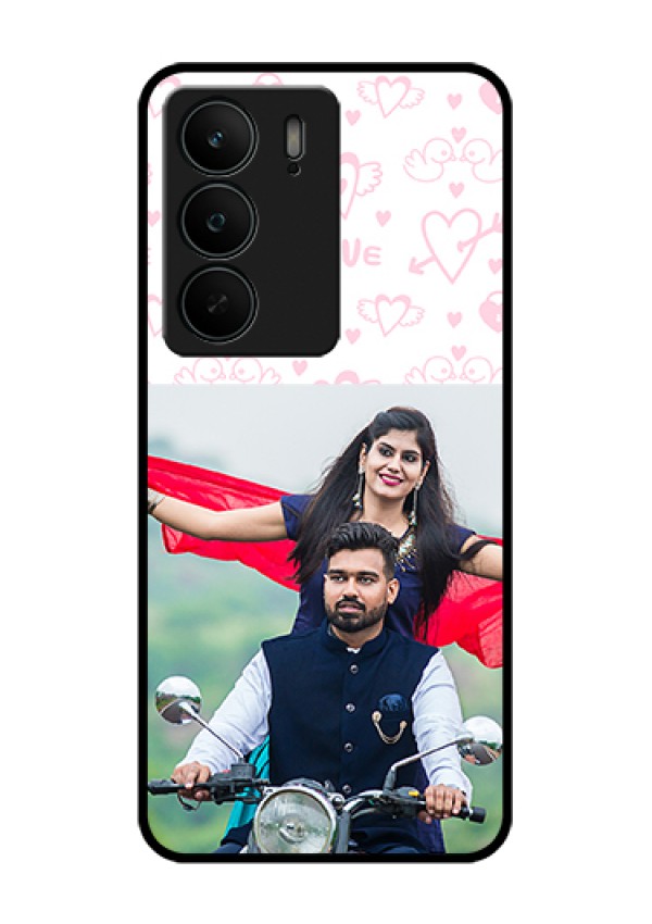 Realme C75 5G Custom Glass Phone Case - Pink Flying Heart Design
