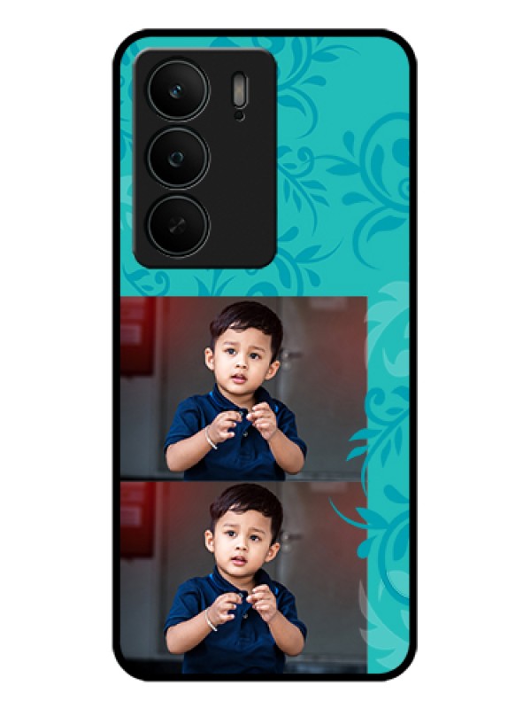 Custom Realme C75 5G Custom Glass Phone Case - With Photo And Green Floral Design