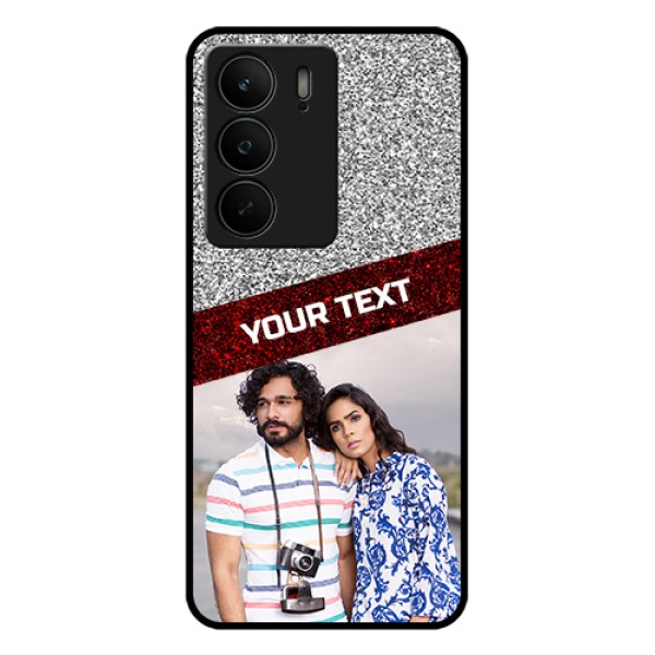 Realme C75 5G Custom Glass Phone Case - Image Holder With Glitter Strip Design Realme C75 5G Custom Glass Phone Case - Image Holder With Glitter Strip Design