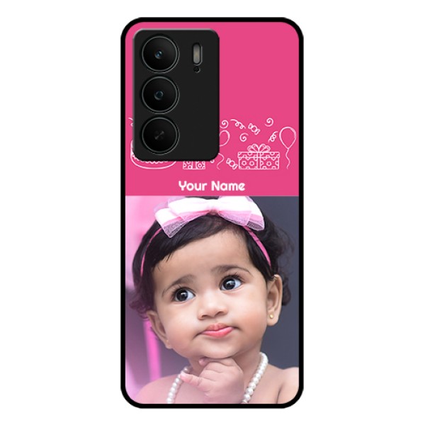 Realme C75 5G Custom Glass Phone Case - With Birthday Line Art Design Realme C75 5G Custom Glass Phone Case - With Birthday Line Art Design
