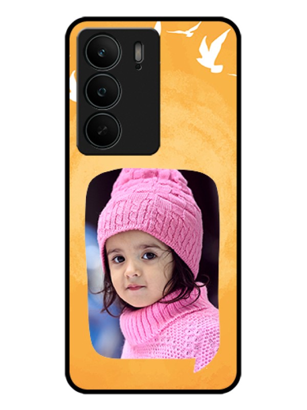 Custom Realme C75 5G Custom Glass Phone Case - Water Color Design With Bird Icons