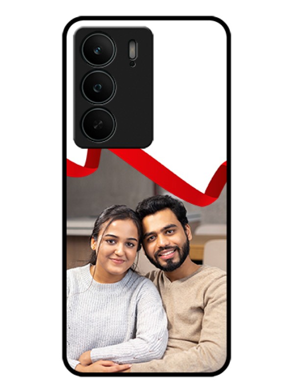 Custom Realme C75 5G Custom Glass Phone Case - Red Ribbon Frame Design