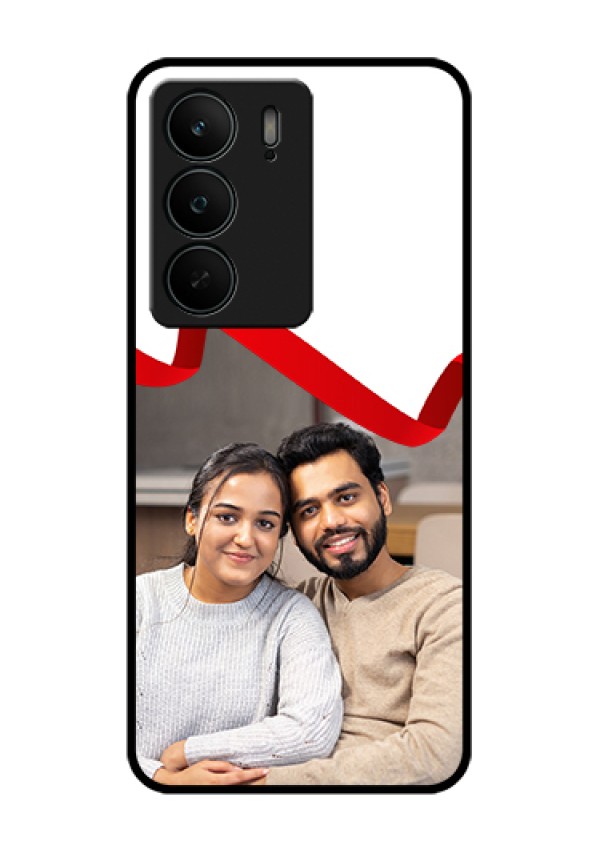 Realme C75 5G Custom Glass Phone Case - Red Ribbon Frame Design
