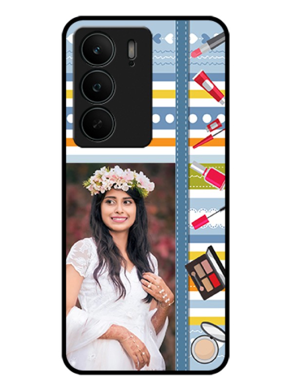 Custom Realme C75 5G Custom Glass Phone Case - Makeup Icons Design