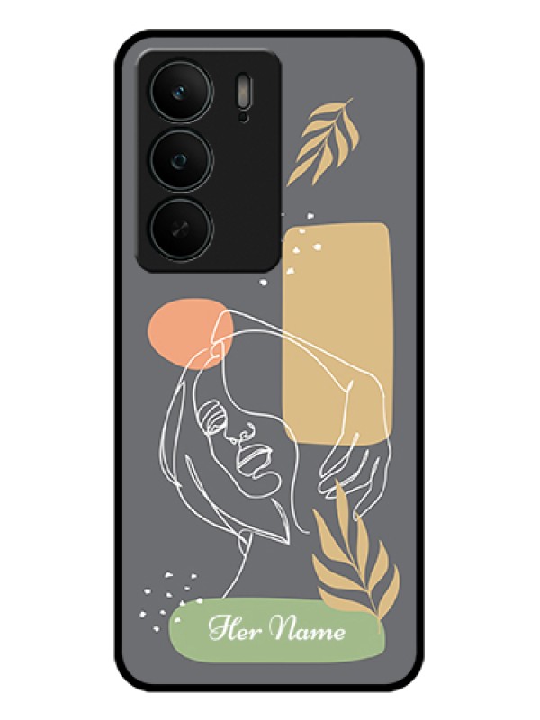 Custom Realme C75 5G Custom Glass Phone Case - Gazing Woman Line Art Design