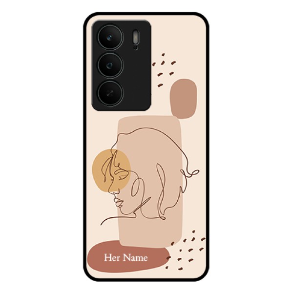 Realme C75 5G Custom Glass Phone Case - Calm Woman Line Art Design Realme C75 5G Custom Glass Phone Case - Calm Woman Line Art Design