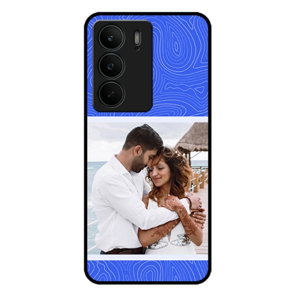 Realme C75 5G Custom Glass Phone Case - Curved Line Art With Blue And White Design Realme C75 5G Custom Glass Phone Case - Curved Line Art With Blue And White Design