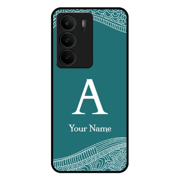 Realme C75 5G Custom Glass Phone Case - Line Art Pattern With Custom Name Design Realme C75 5G Custom Glass Phone Case - Line Art Pattern With Custom Name Design