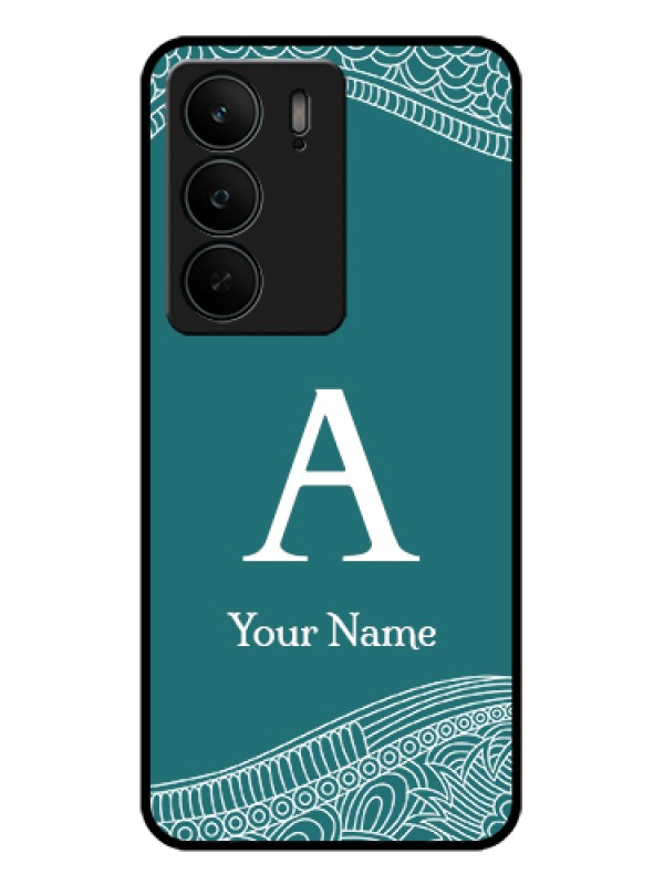 Custom Realme C75 5G Custom Glass Phone Case - Line Art Pattern With Custom Name Design
