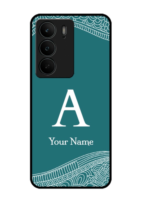 Realme C75 5G Custom Glass Phone Case - Line Art Pattern With Custom Name Design
