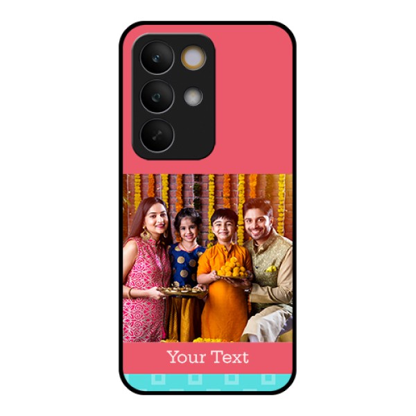 Realme C85 5G Custom Glass Phone Case - Peach & Blue Color Design Realme C85 5G Custom Glass Phone Case - Peach & Blue Color Design