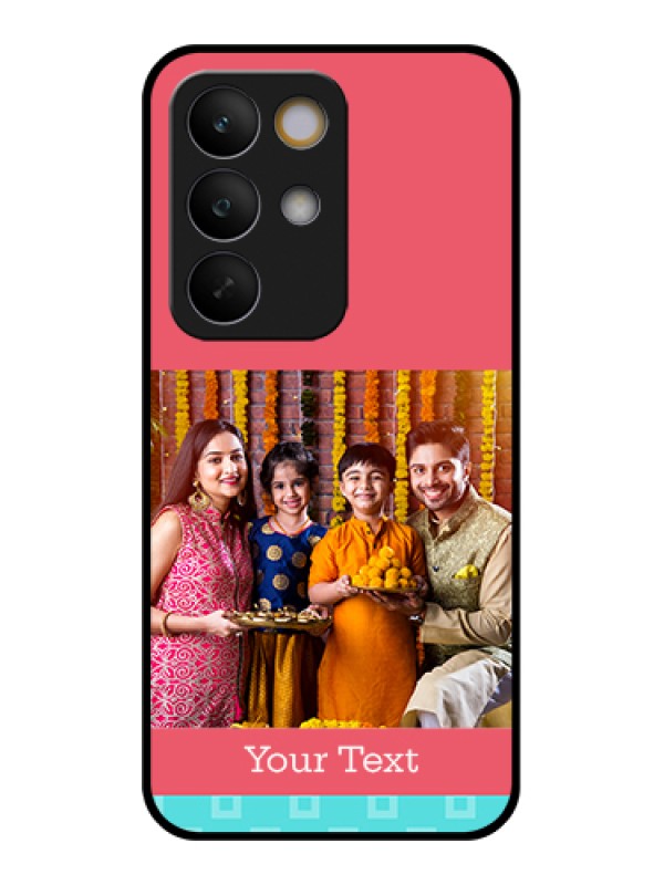 Custom Realme C85 5G Custom Glass Phone Case - Peach & Blue Color Design