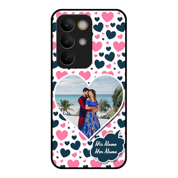 Realme C85 5G Custom Glass Phone Case - Pink & Blue Heart Design Realme C85 5G Custom Glass Phone Case - Pink & Blue Heart Design