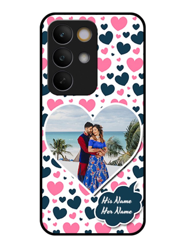 Custom Realme C85 5G Custom Glass Phone Case - Pink & Blue Heart Design