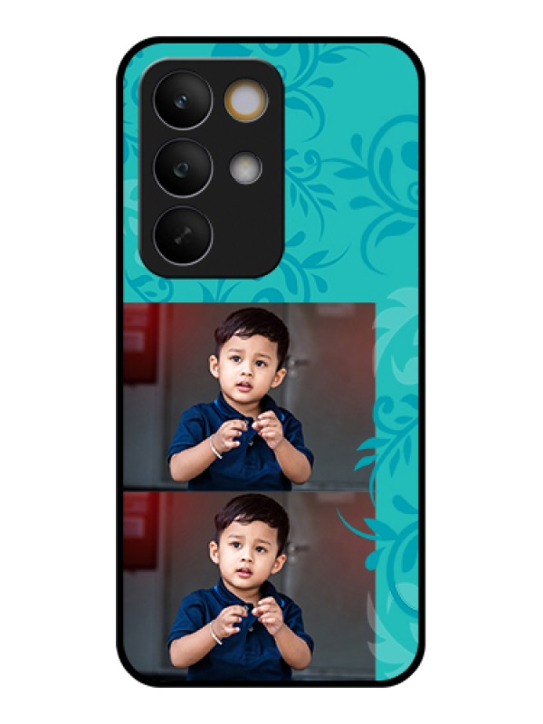 Custom Realme C85 5G Custom Glass Phone Case - With Photo And Green Floral Design