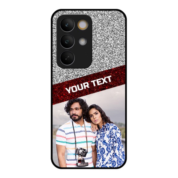 Realme C85 5G Custom Glass Phone Case - Image Holder With Glitter Strip Design Realme C85 5G Custom Glass Phone Case - Image Holder With Glitter Strip Design