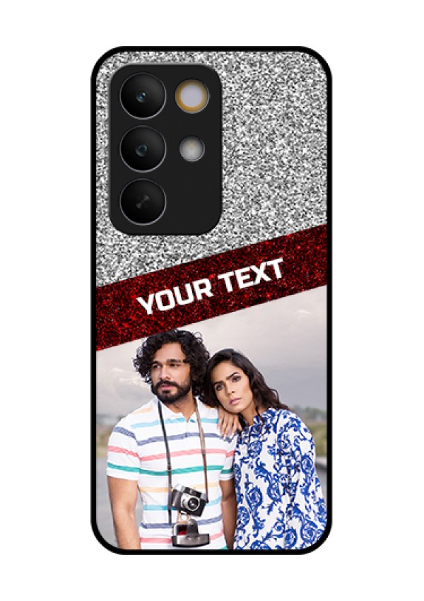 Realme C85 5G Custom Glass Phone Case - Image Holder With Glitter Strip Design