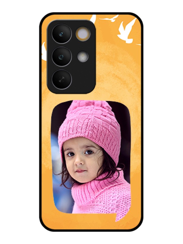 Custom Realme C85 5G Custom Glass Phone Case - Water Color Design With Bird Icons