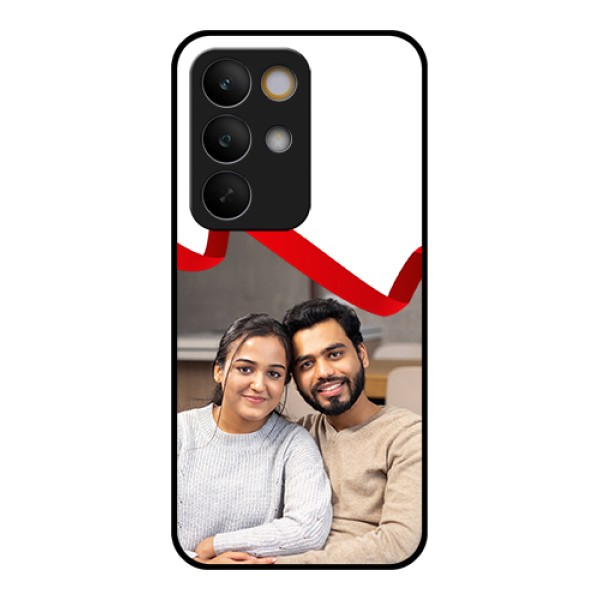 Realme C85 5G Custom Glass Phone Case - Red Ribbon Frame Design