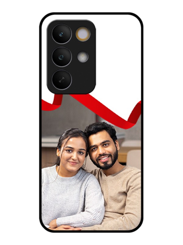 Custom Realme C85 5G Custom Glass Phone Case - Red Ribbon Frame Design