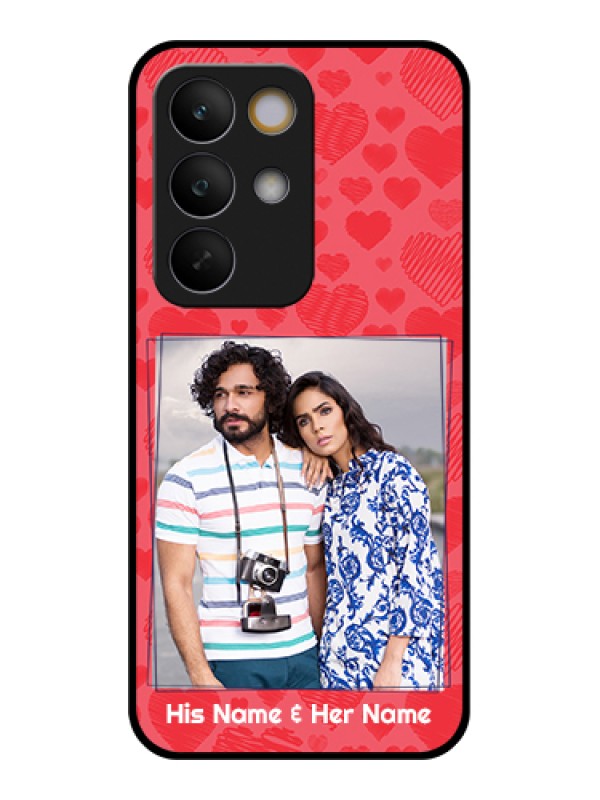 Custom Realme C85 5G Custom Glass Phone Case - With Red Heart Symbols Design