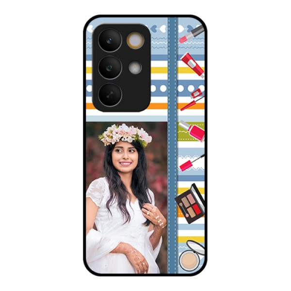 Realme C85 5G Custom Glass Phone Case - Makeup Icons Design