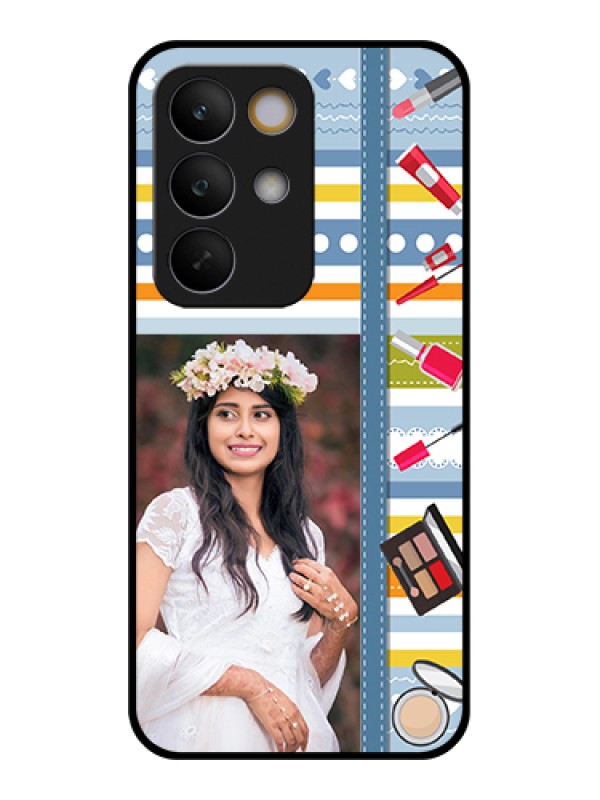 Custom Realme C85 5G Custom Glass Phone Case - Makeup Icons Design