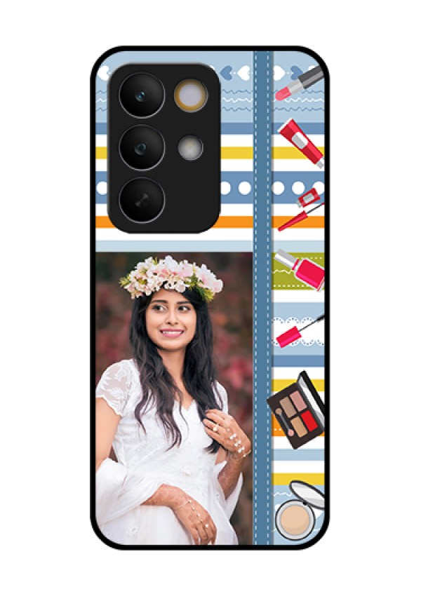 Realme C85 5G Custom Glass Phone Case - Makeup Icons Design
