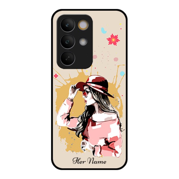 Realme C85 5G Custom Glass Phone Case - Women With Pink Hat Design Realme C85 5G Custom Glass Phone Case - Women With Pink Hat Design