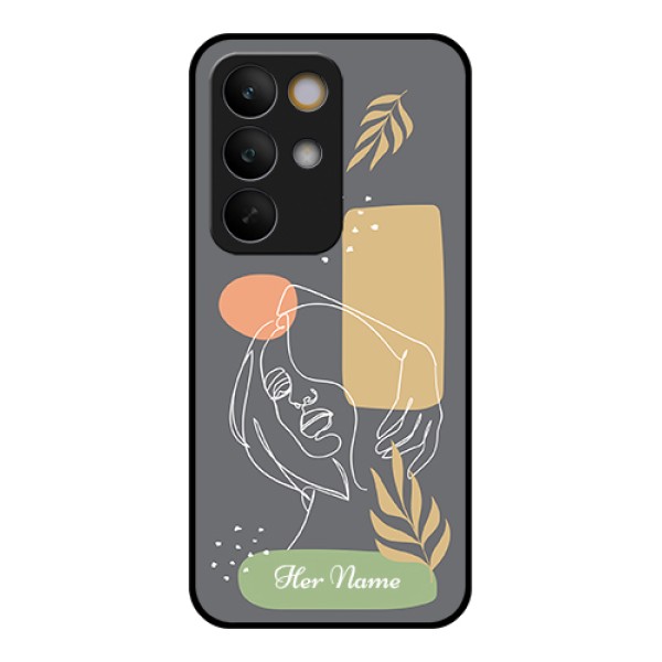 Realme C85 5G Custom Glass Phone Case - Gazing Woman Line Art Design Realme C85 5G Custom Glass Phone Case - Gazing Woman Line Art Design