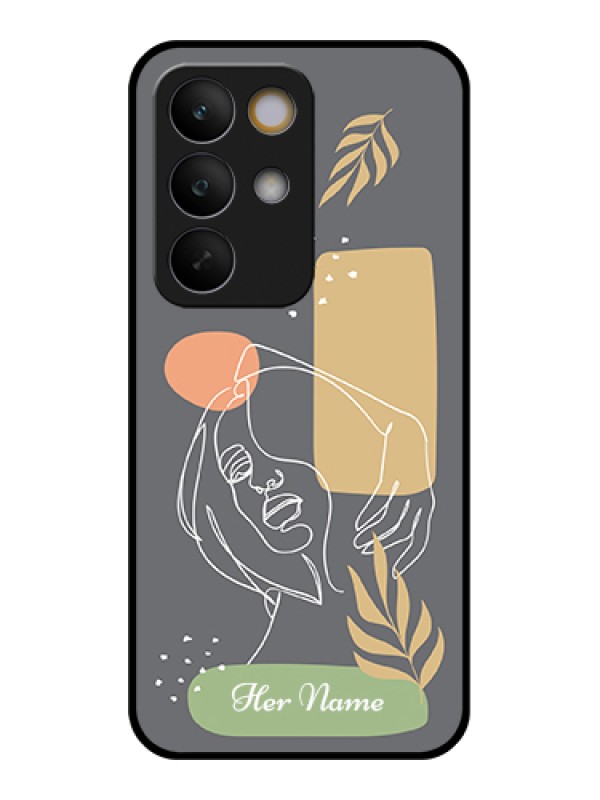 Custom Realme C85 5G Custom Glass Phone Case - Gazing Woman Line Art Design