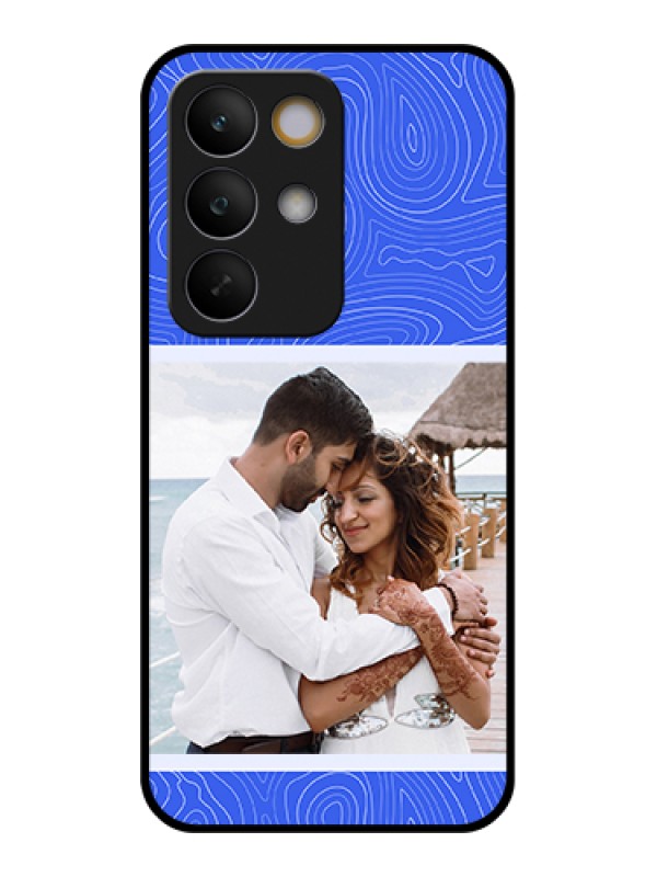 Custom Realme C85 5G Custom Glass Phone Case - Curved Line Art With Blue And White Design