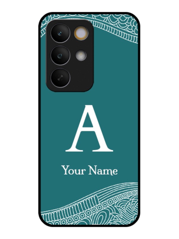 Custom Realme C85 5G Custom Glass Phone Case - Line Art Pattern With Custom Name Design