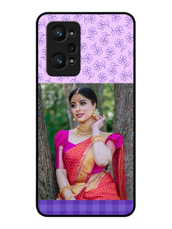 Custom Realme GT 2 Custom Glass Phone Case - Purple Floral Design