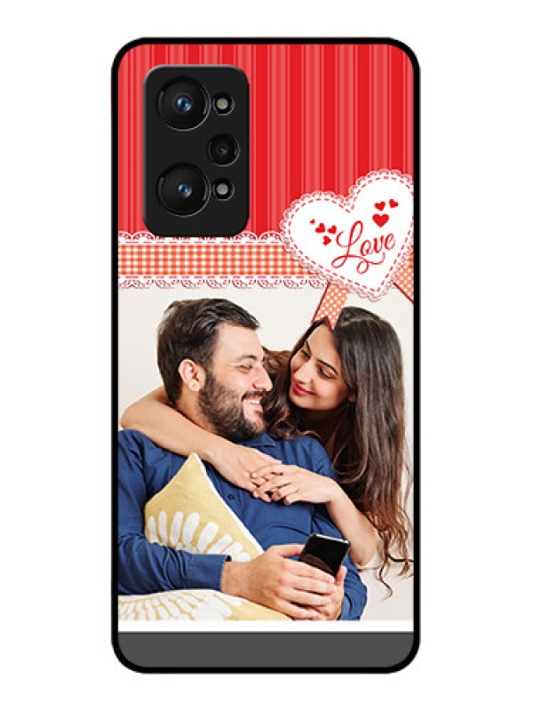 Custom Realme GT 2 Custom Glass Mobile Case - Red Love Pattern Design