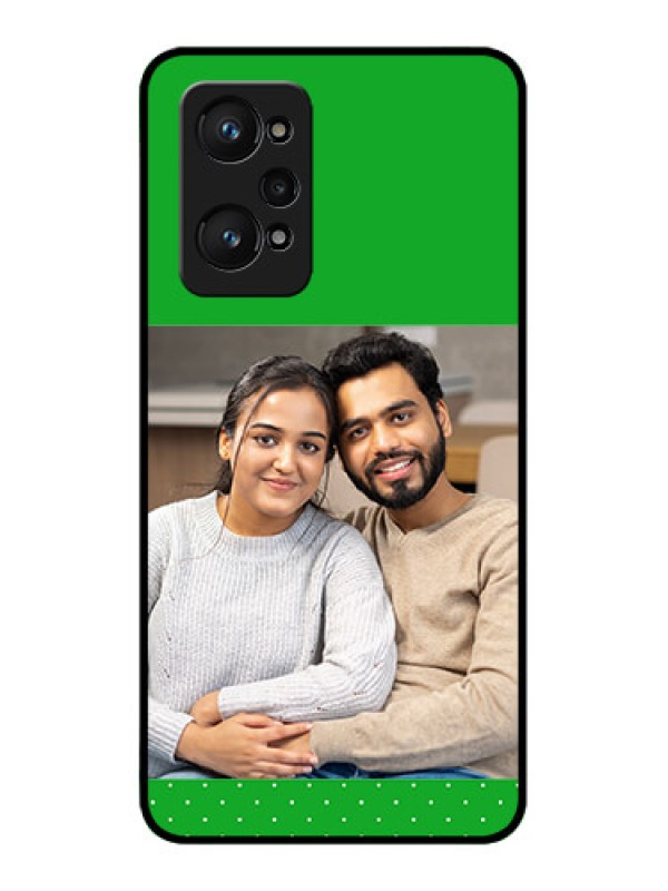 Custom Realme GT 2 Personalized Glass Phone Case - Green Pattern Design