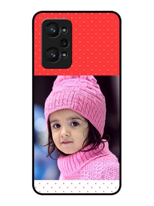 Custom Realme GT 2 Photo Printing on Glass Case - Red Pattern Design