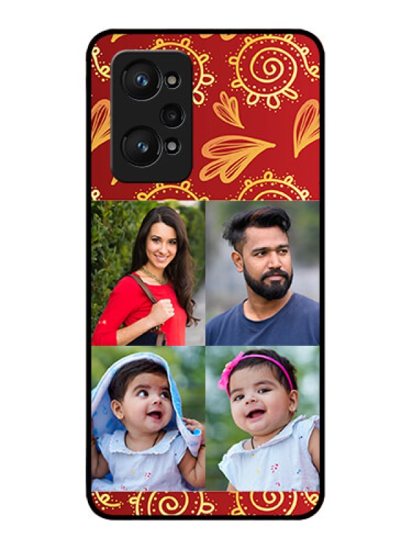 Custom Realme GT 2 Photo Printing on Glass Case - 4 Image Traditional Design
