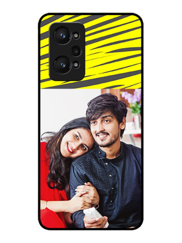 Custom Realme GT 2 Photo Printing on Glass Case - Yellow Abstract Design