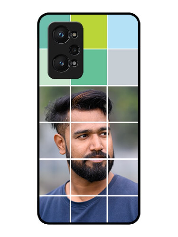 Custom Realme GT 2 Photo Printing on Glass Case - with white box pattern