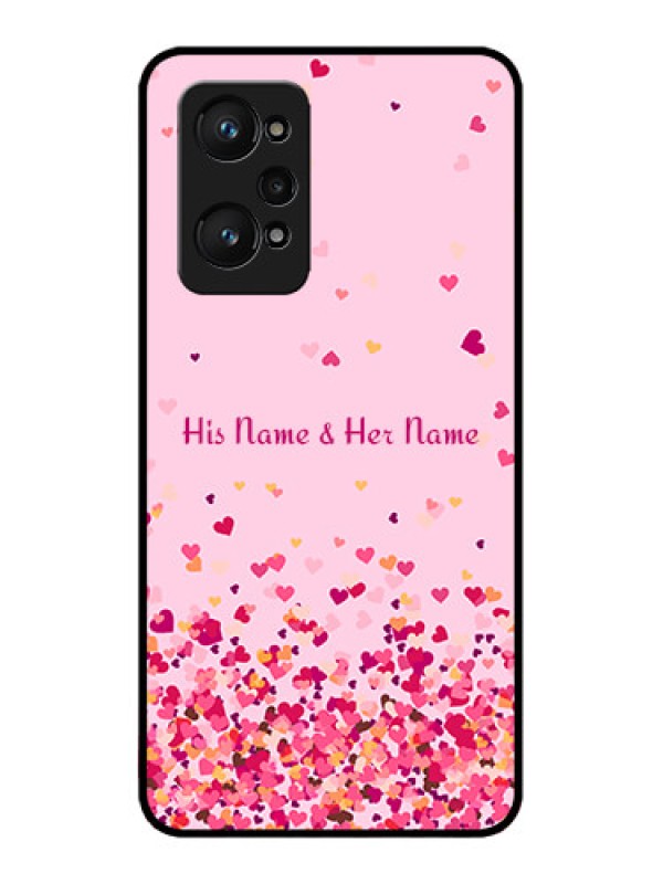 Custom Realme GT 2 Photo Printing on Glass Case - Floating Hearts Design