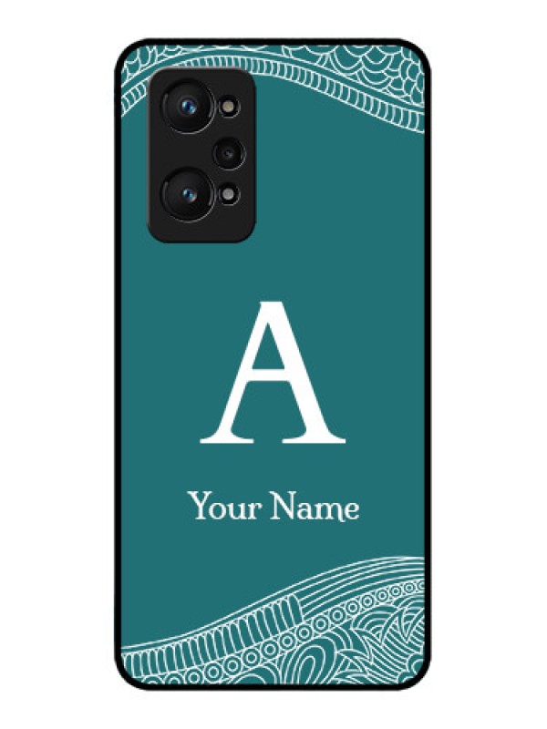 Custom Realme GT 2 Personalized Glass Phone Case - line art pattern with custom name Design